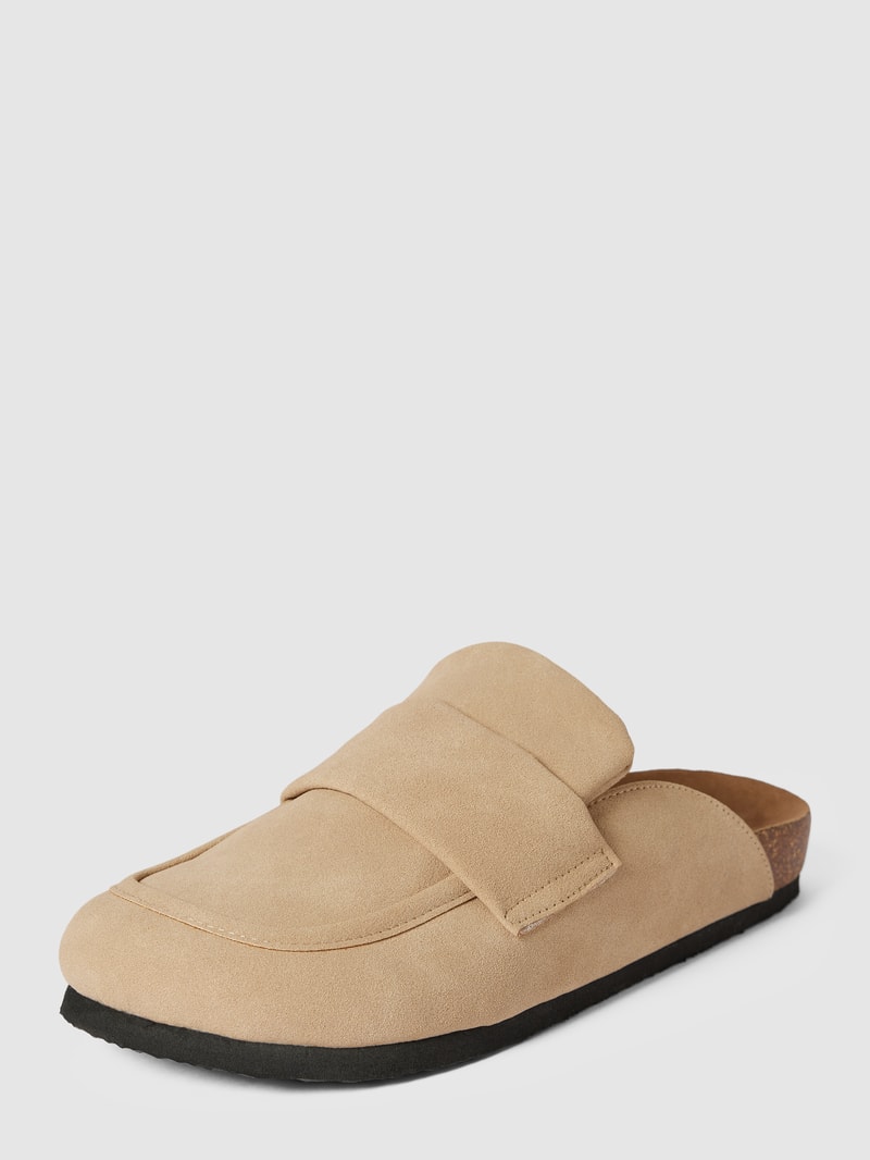 Pantoletten mit Zierbesatz Modell 'HUSTON' in beige