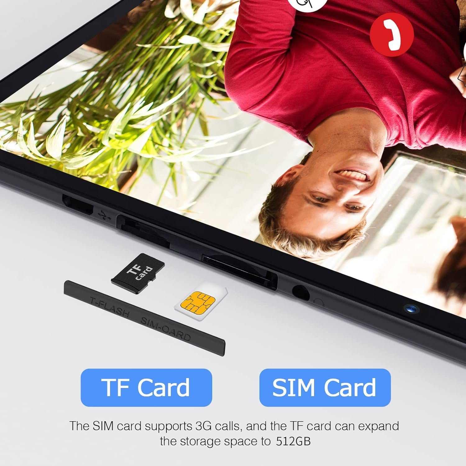 PRITOM Tablet 3G, SIM, 64 GB Quad Core, (TF 512 GB), 6000 mAh Akku Tablet (10