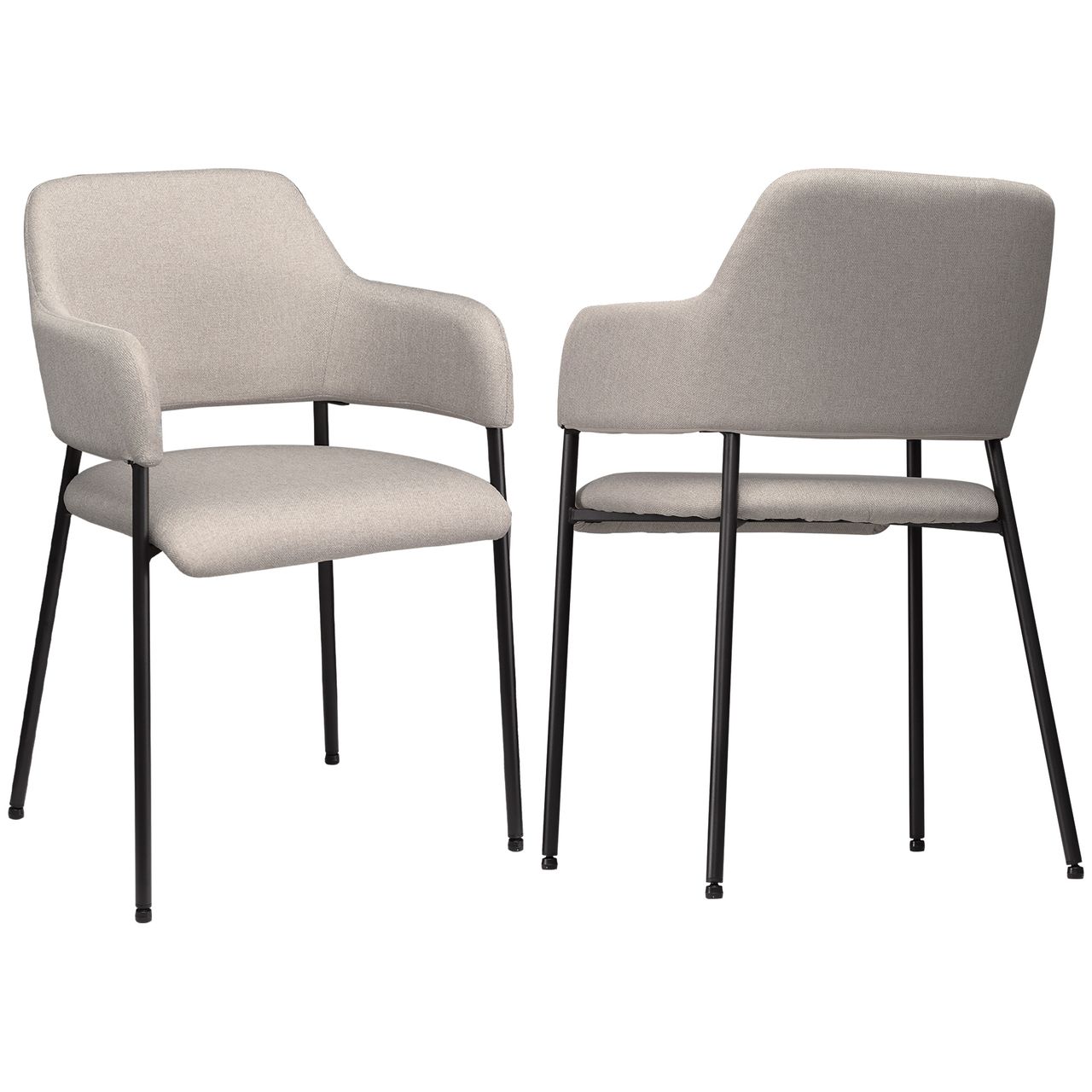 HOMCOM 2er Set Esszimmerstühle Küchenstuhl mit Rückenlehne, Leinenoptik Beige