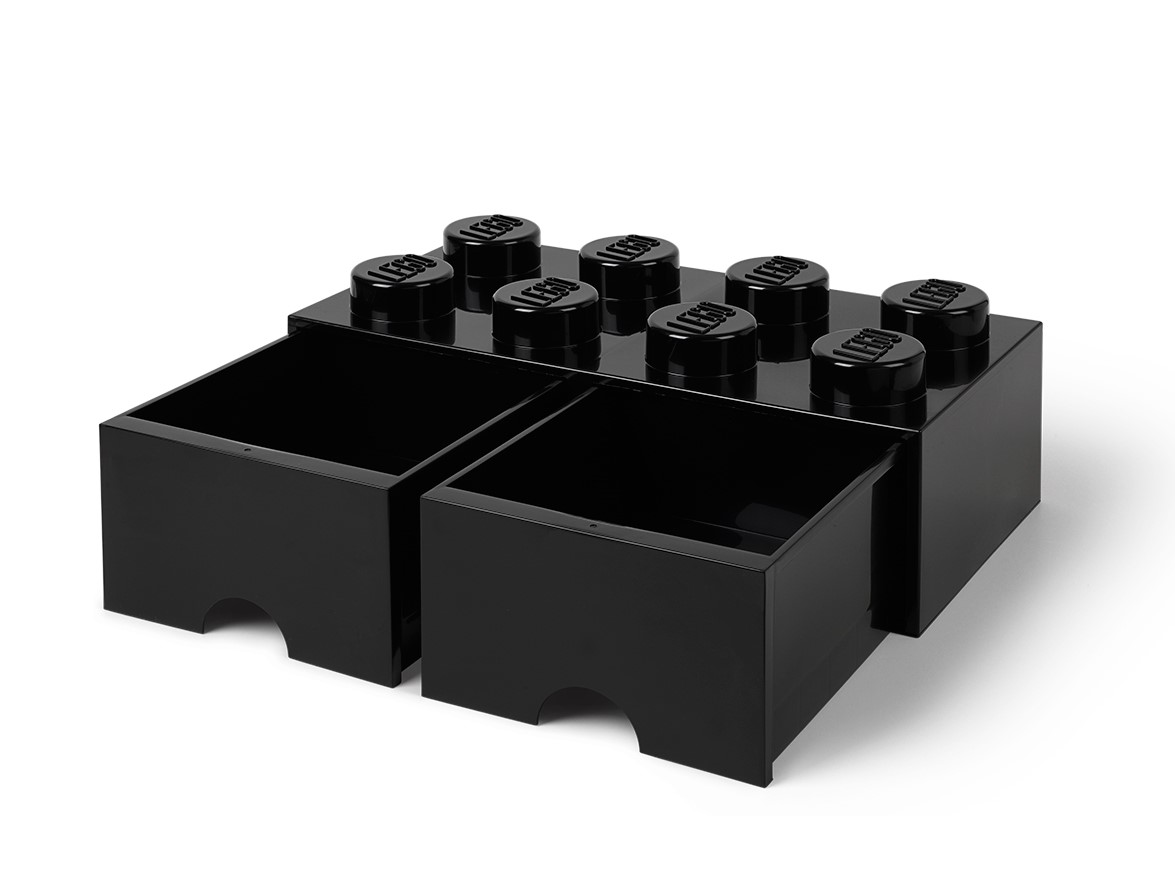 LEGO® Aufbewahrungsstein mit 8 Noppen und Schubfächern in Schwarz 5006248