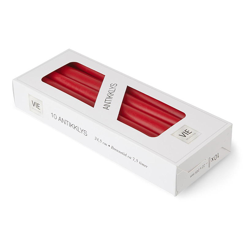 Vie Selected Antikklys 10-pk, 24 cm rød