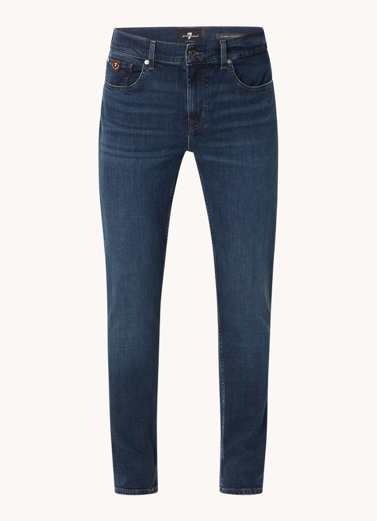 Blugi slim fit de la 7 For All Mankind, de culoare închisă, cu buzunare laterale.