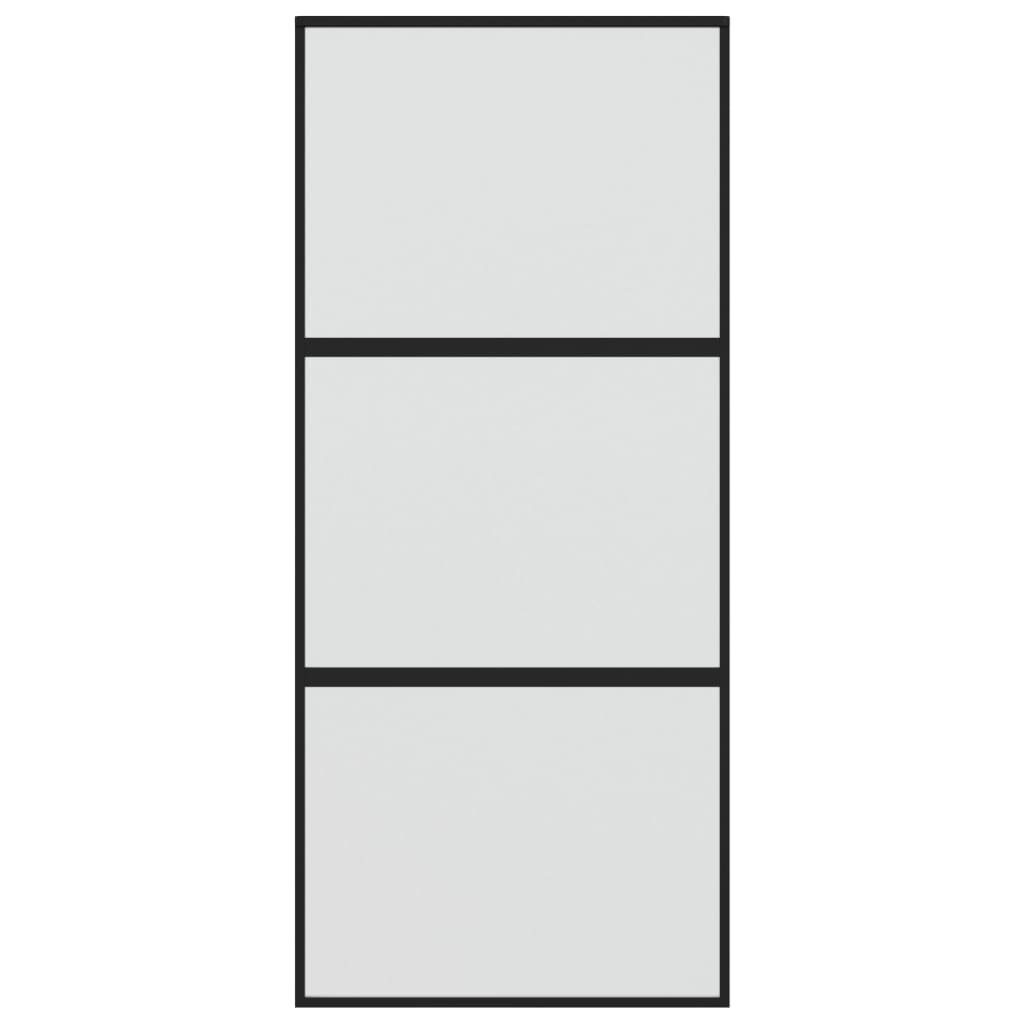 vidaXL Zimmertür Schiebetür Zimmertür Innentür Glas Schwarz 90x205 cm Hartglas und Alum