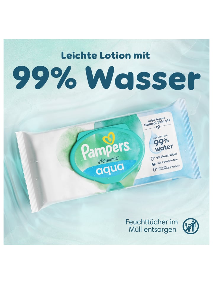 Pampers Pampers Harmonie Aqua Feuchttücher 24 Packungen = 1152 Feuchttücher günstig kaufen onesize