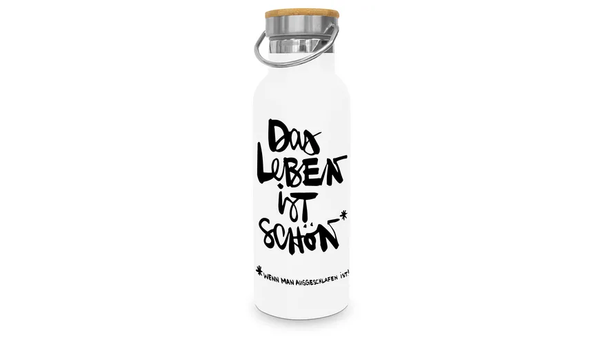 Design@Home Edelstahl Isolierflasche Schönes Leben 0,5l weiß/ schwarz