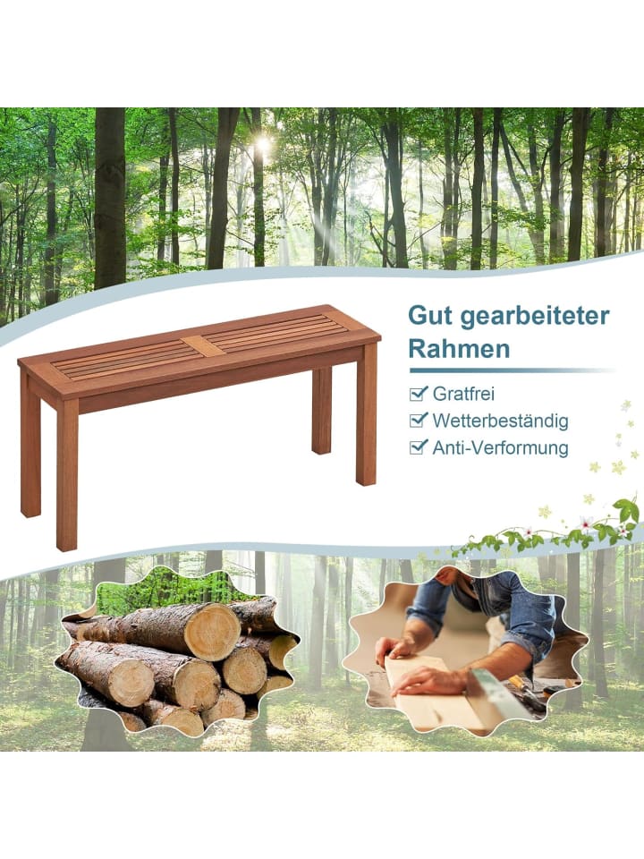 COSTWAY 2er Set Gartenbank 100 x 30,5 x 47 cm in Braun günstig kaufen onesize
