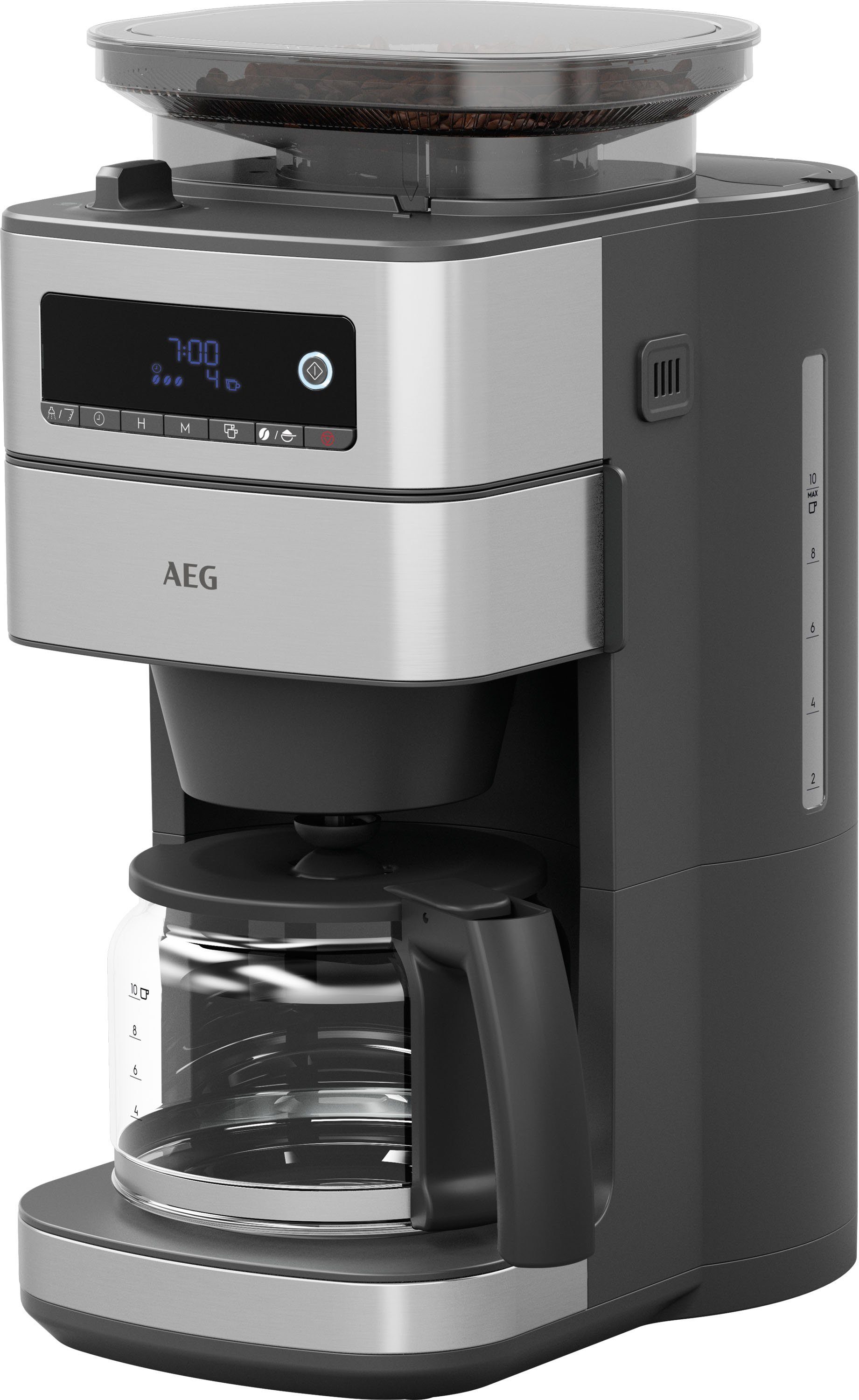 AEG Kaffeemaschine mit Mahlwerk CM6-1-5ST Gourmet 6, 1,25l Kaffeekanne, Papierfilter 1x4