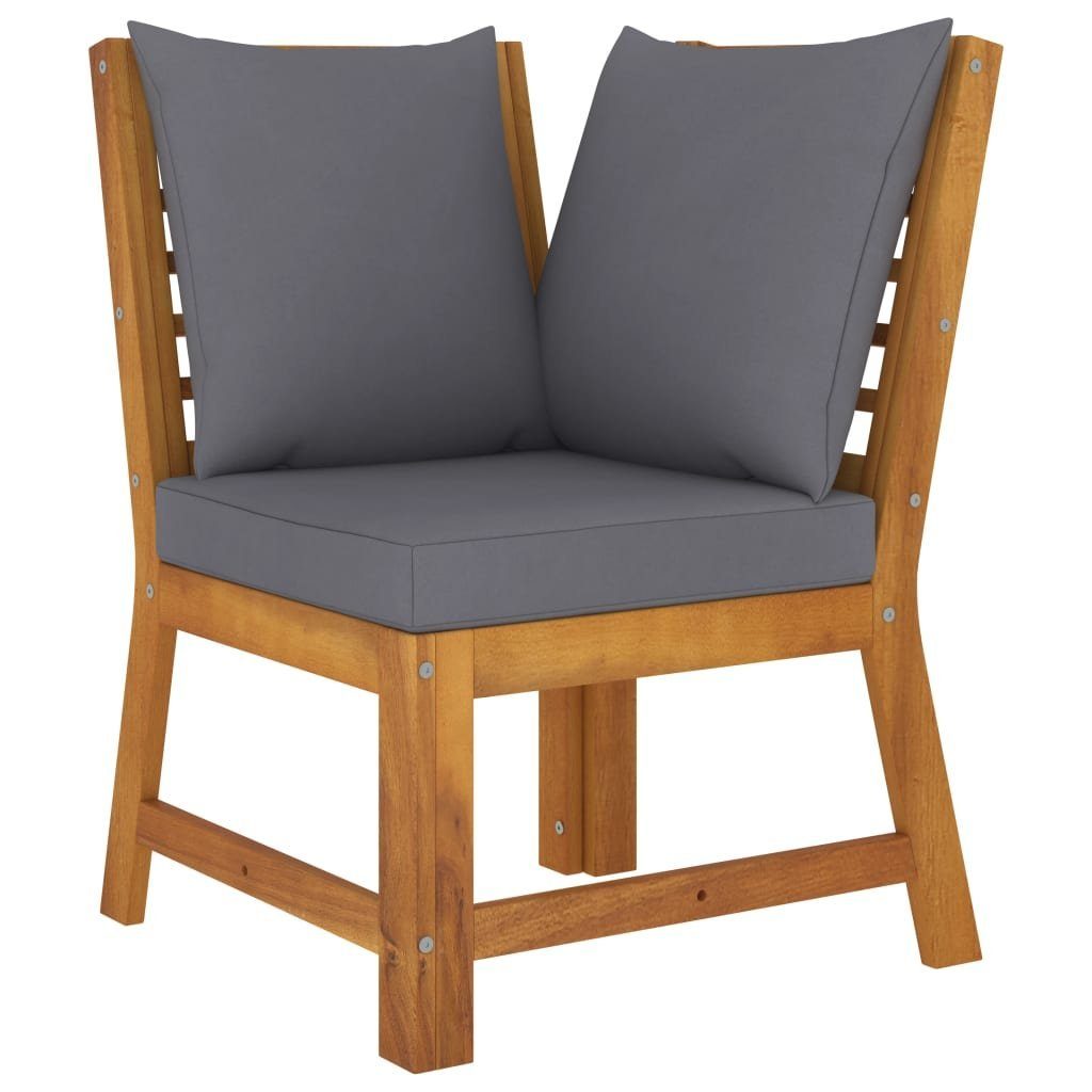 vidaXL Loungesofa 3-tlg. Garten-Lounge-Set mit Dunkelgrauem Kissen Akazienholz, 1 Teile