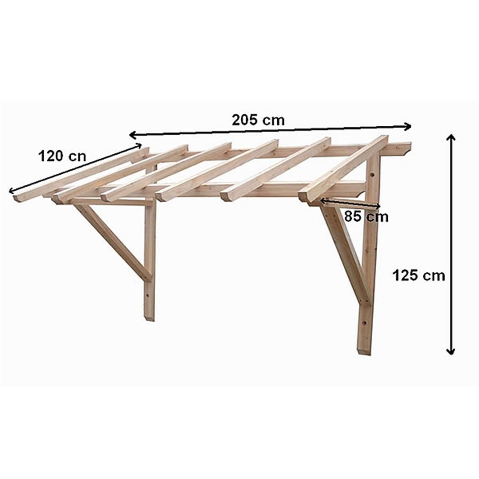 Melko Pultvordach Haustürvordach Überdachung Türdach aus Holz 205 cm Pultvordach 2050 mm NEU (Stück), Unbehandelt