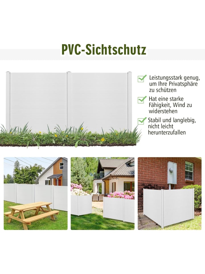COSTWAY Gartenzaun 2tlg.124cm hoch in Weiß günstig kaufen onesize