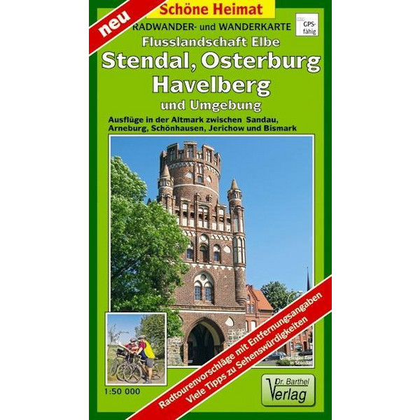 Radwander- und Wanderkarte Flusslandschaft Elbe, Stendal, Osterburg, Havelberg und Umgebung 1 : 50 000 - Wanderkarte