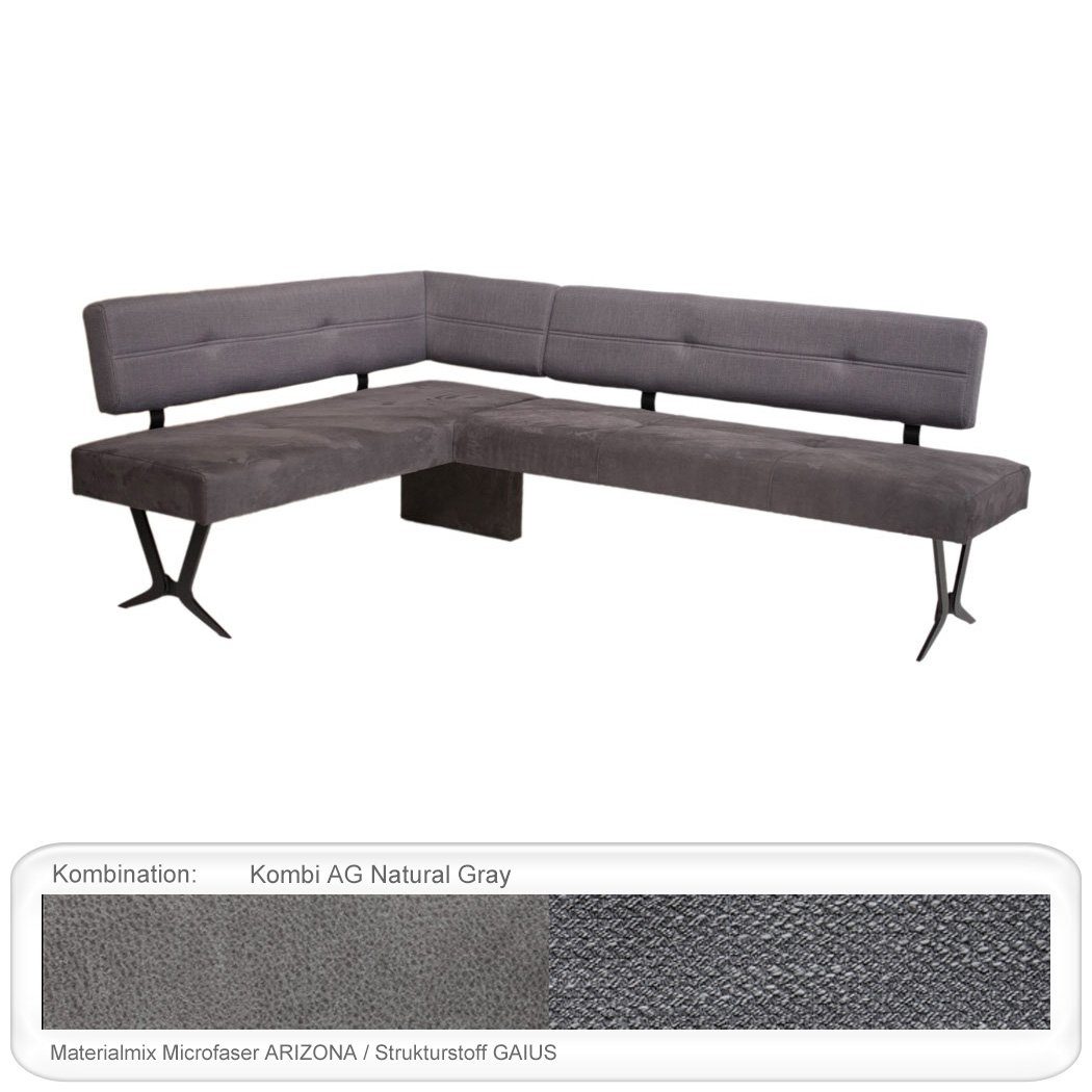 expendio Eckbankgruppe Gunar 1XL, (komplette Tischgruppe, Spar-Set, 4-tlg), Tisch Gunar Eiche rustikal + Eckbank + Bank Eda 2 + Stuhl Caja Gray