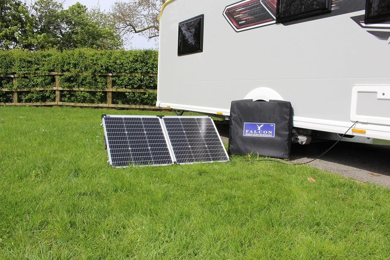 Falcon Solaranlage Falcon 130W Solarmodul faltbar mit Bluetooth MPPT-Regler Monokristalli