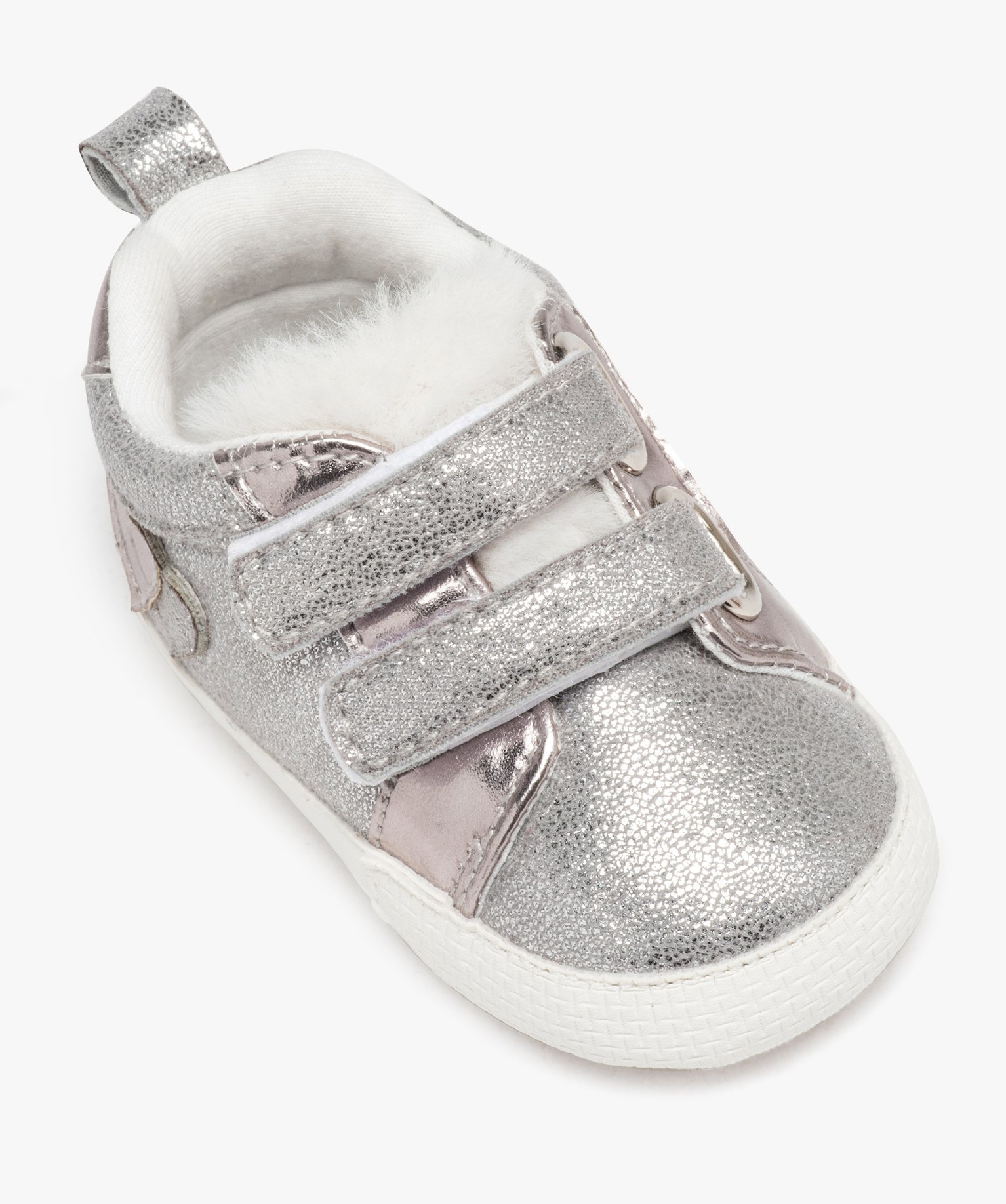 Chaussons de naissance bébé fille pailletés avec languett... argent | GEMO