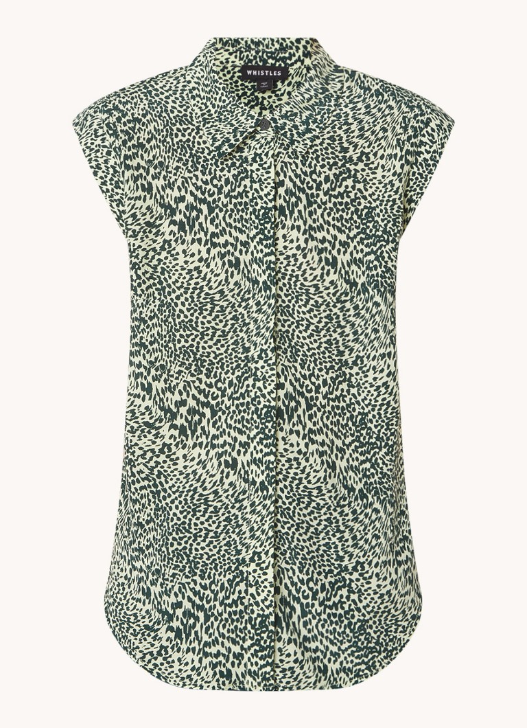 Whistles Diagonal sleeveless top with leopard print