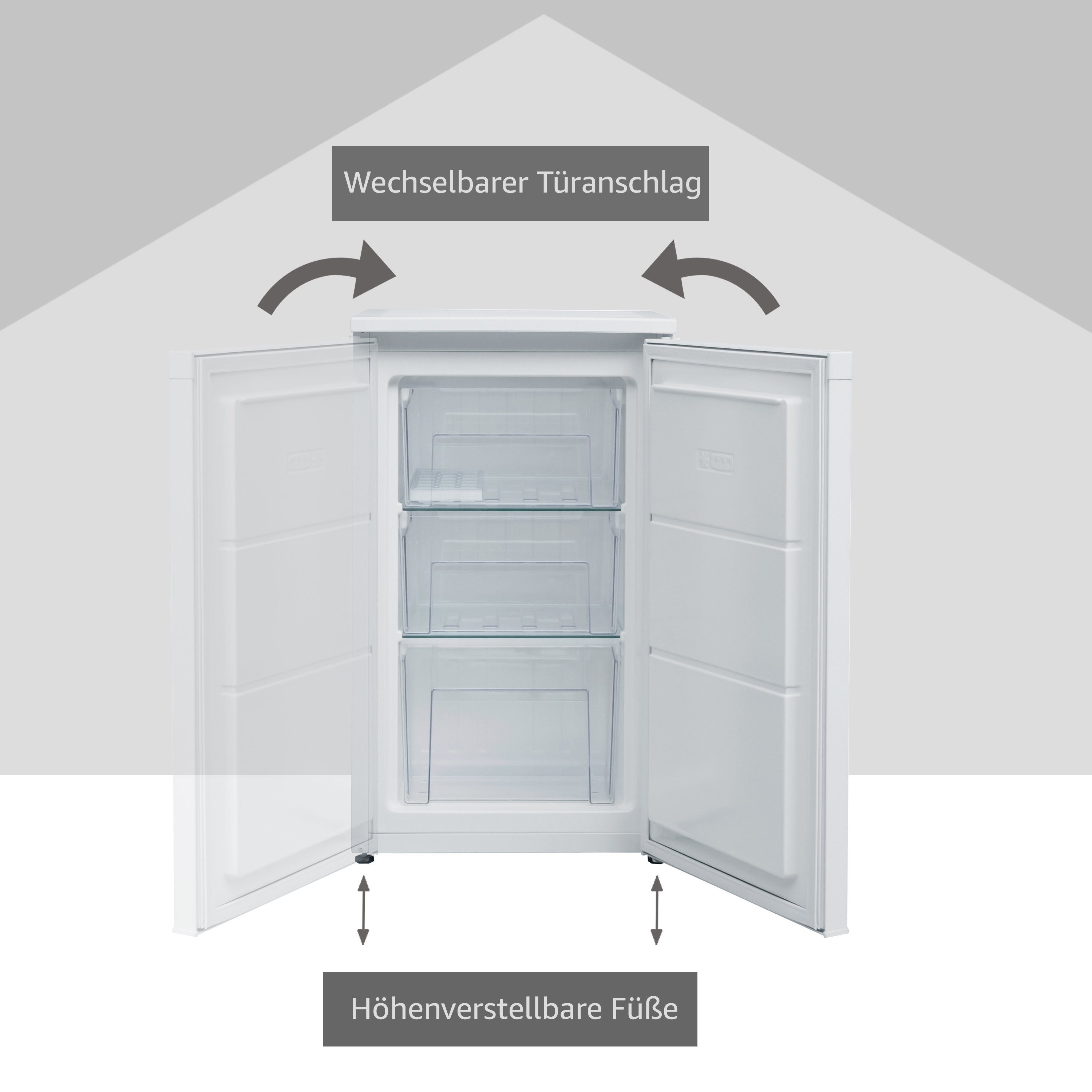 Telefunken Gefrierschrank CF-34-101-W, 82.1 cm hoch, 48 cm breit, Tischgefrierschrank, 63 L Gesamt-Nutzinhalt, Leise & Effizient