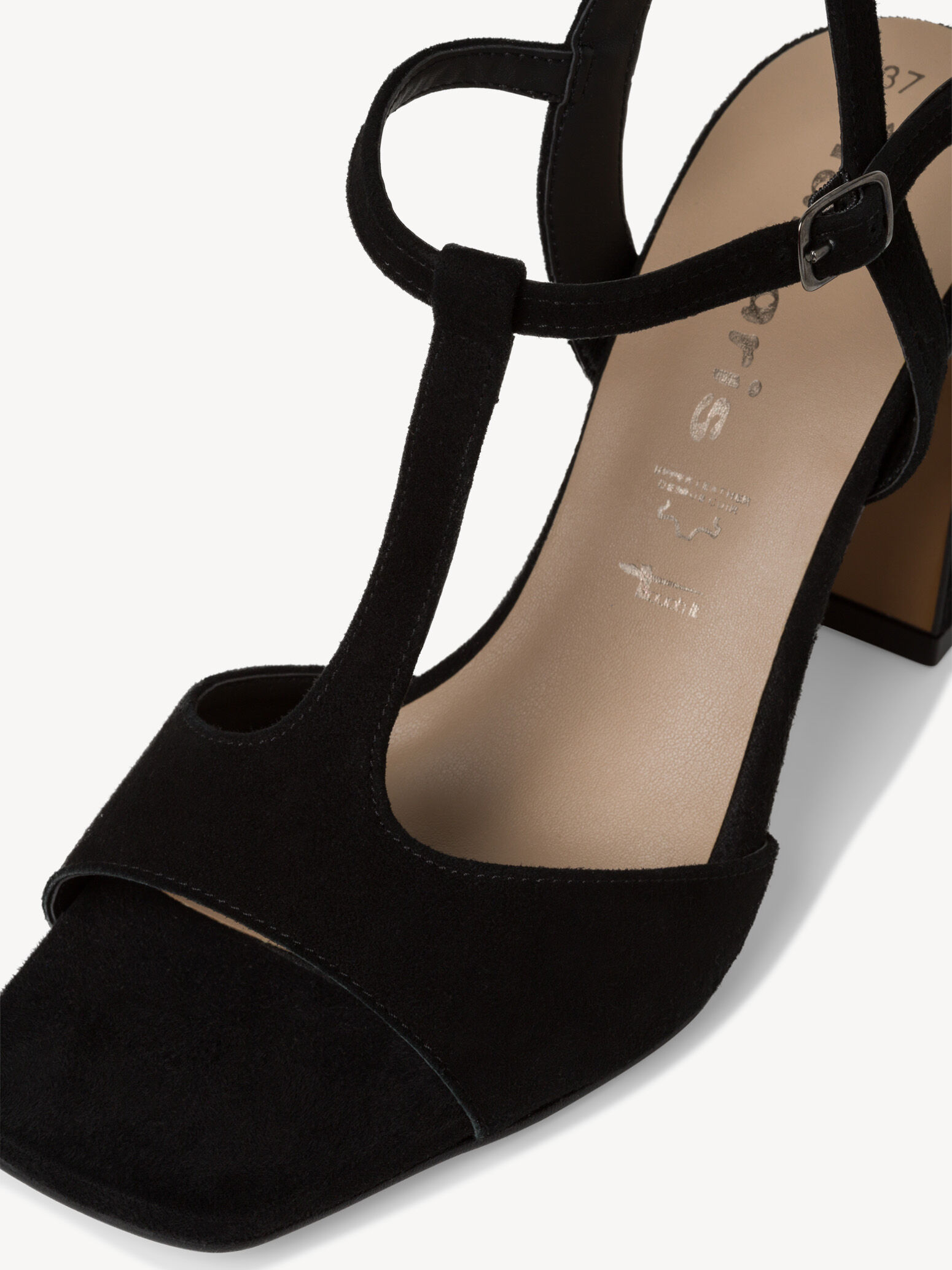 Sandale à talon en cuir - noir