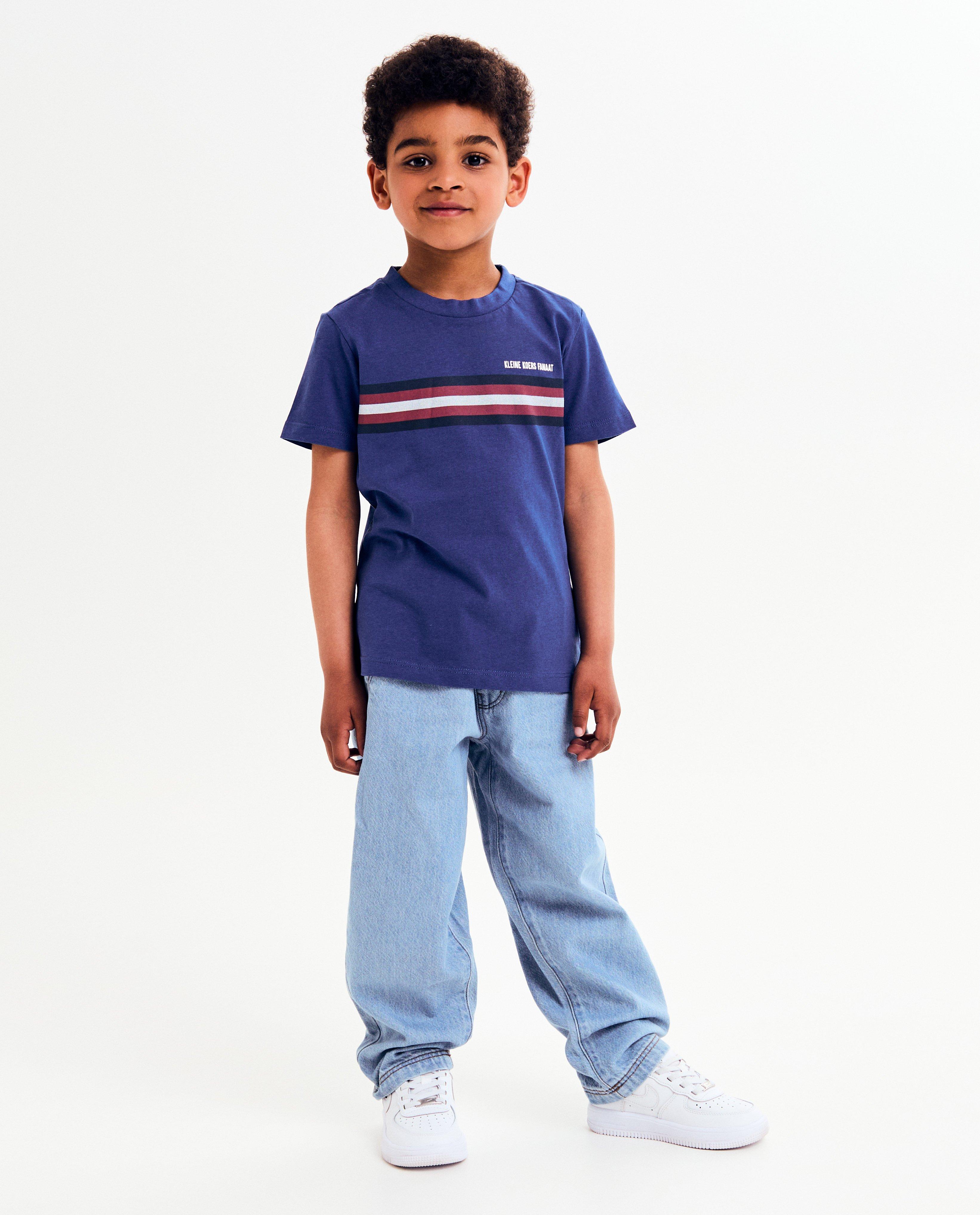 Tricou Baptiste cu dungi din bumbac organic, unisex, 98-128 albastru