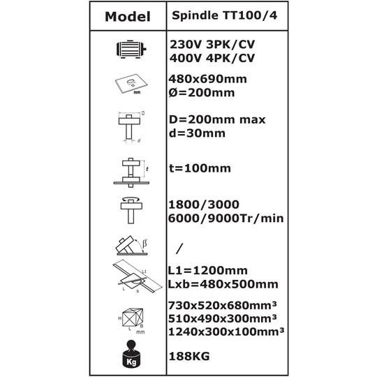 Tendotools 0SPCF100/4S TT100/4 Friskøremaskine 230 Volt 3PK