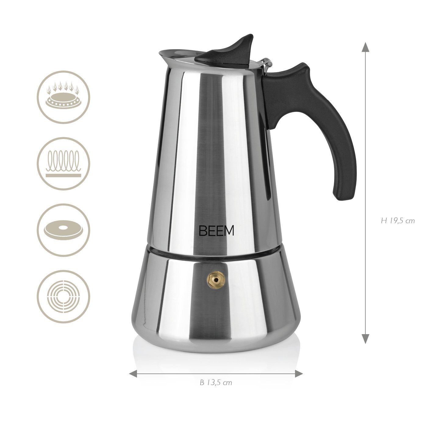 BEEM Espressokocher ESPRESSOMAKER - 6 Tassen - silber