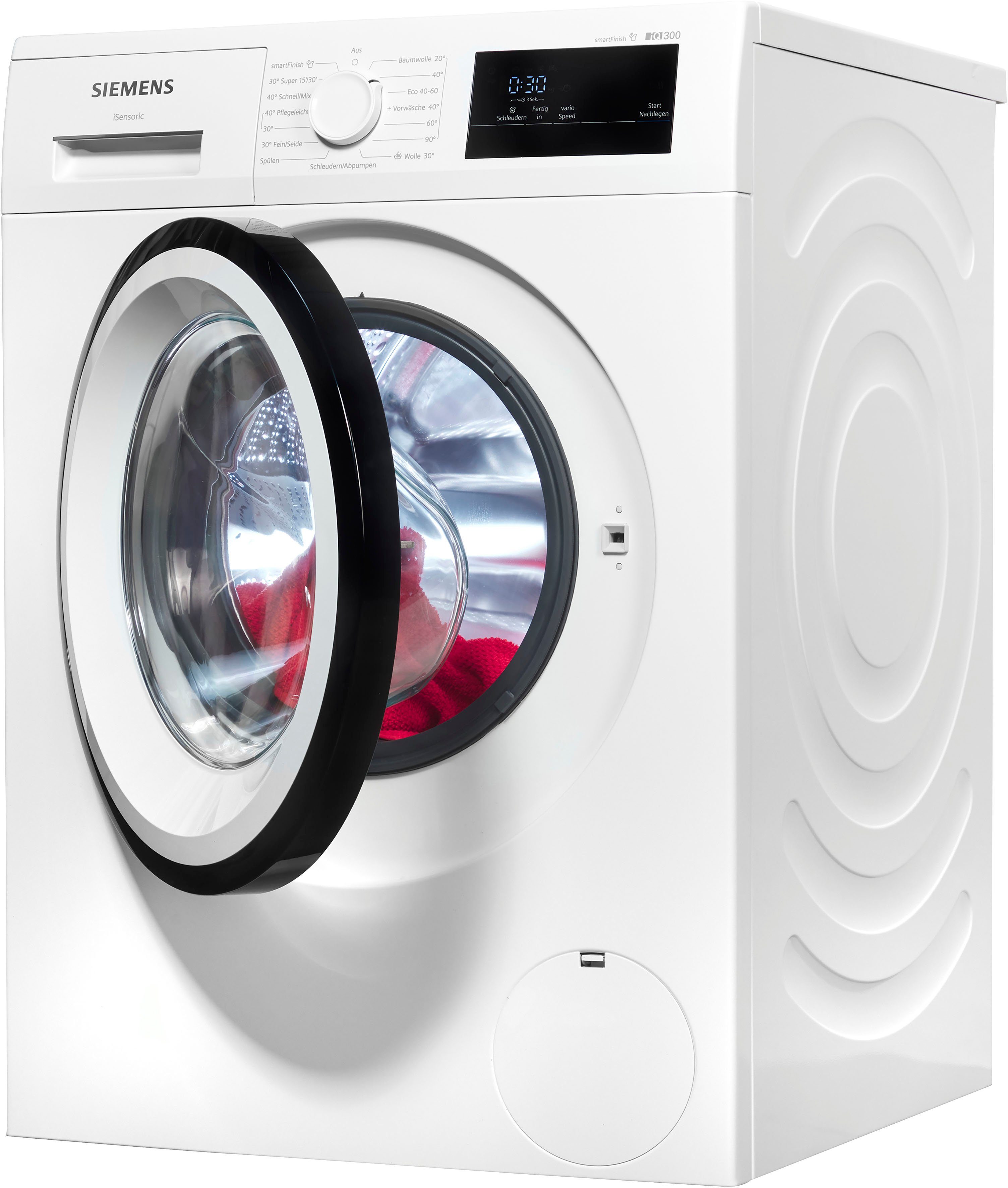 SIEMENS Waschmaschine iQ300 WM14N0A4, 8 kg, 1400 U/min, smartFinish – glättet dank Dampf sämtliche Knitterfalten