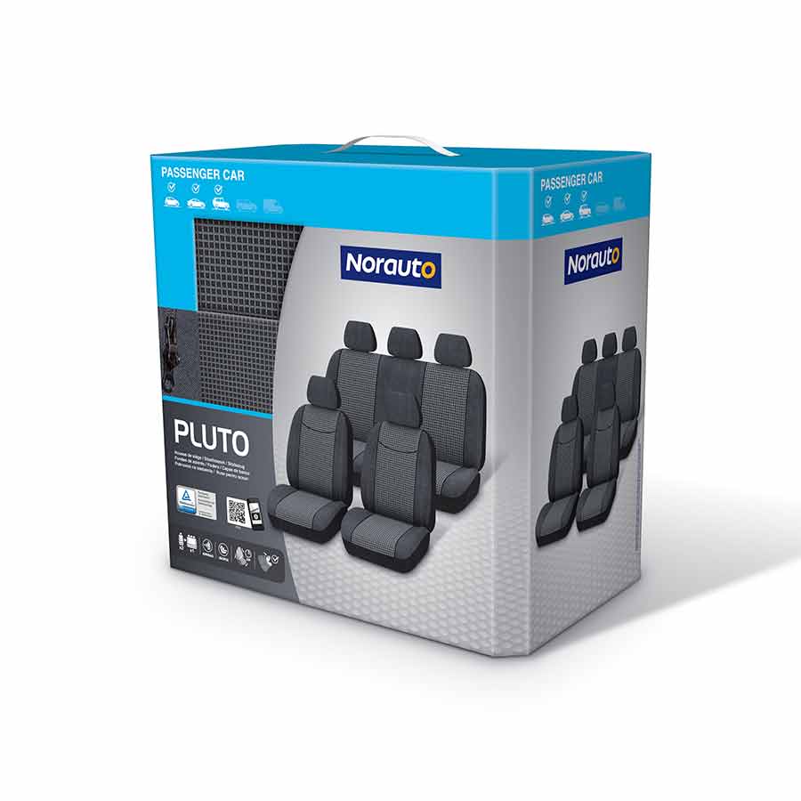 NORAUTO Sitzbezug-Komplettset 11-teilig für PKW´s, Design PLUTO silber-grau - ATU