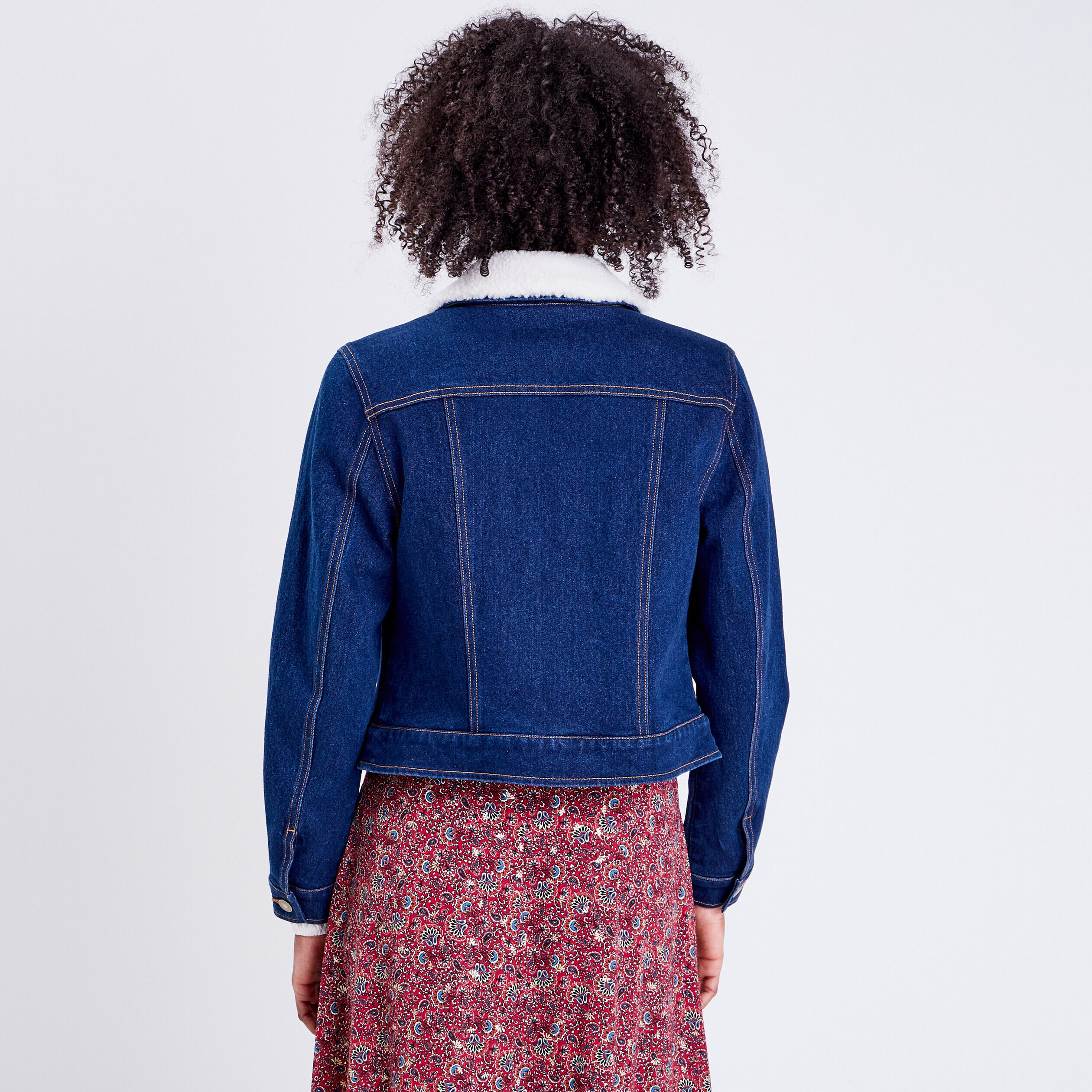 Veste droite boutonnée en jean denim brut femme | Cache Cache