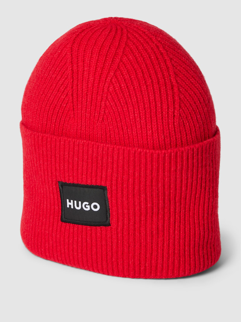 Beanie mit Label-Applikation Modell 'Xaff' in rot