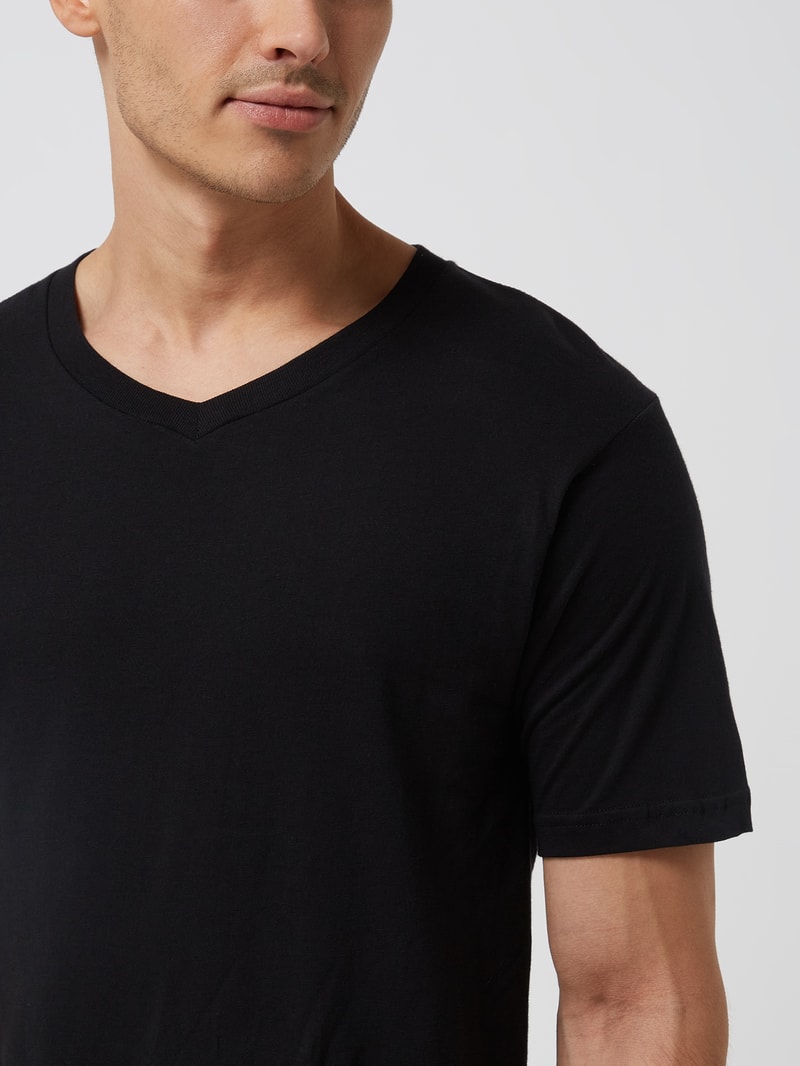 T-Shirt aus Baumwolle im 2er-Pack Modell 'Aiden' in schwarz
