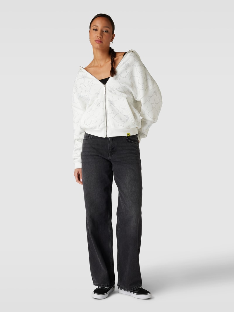 Sweatjacke mit Strasssteinbesatz in offwhite