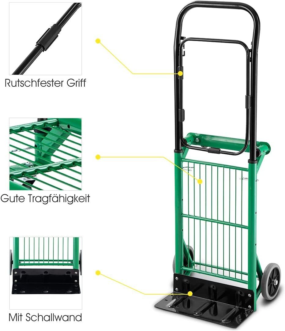 KOMFOTTEU Sackkarre klappbar, bis 90 kg Belastbar, 3 Höhen einstellbar