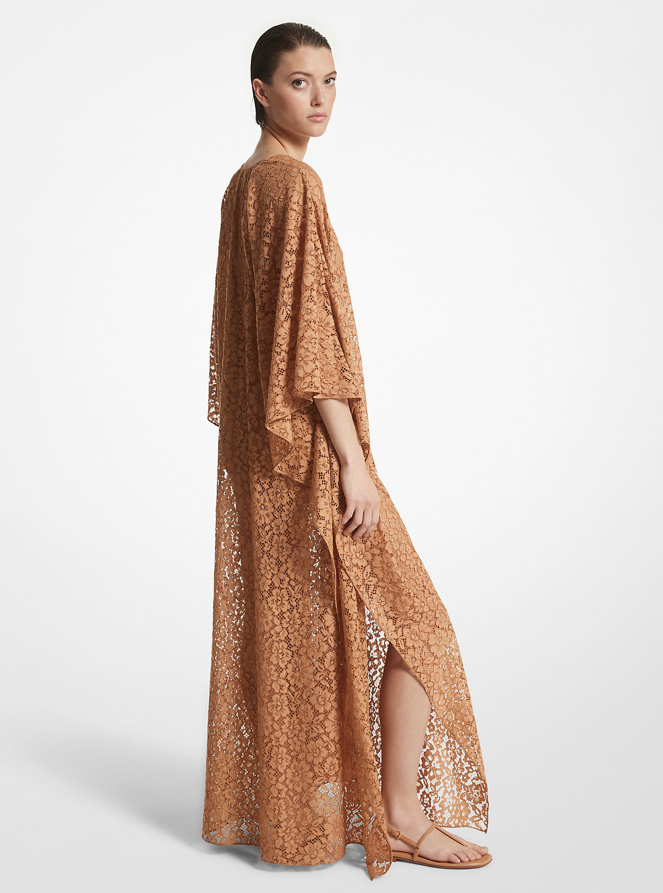 Floral Lace Caftan - SUNTAN