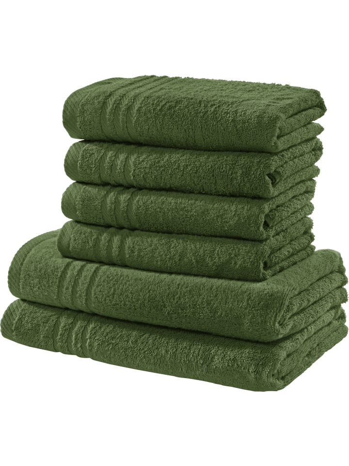 REDBEST Frottier Frottier-Set uni 6-tlg. New York in dunkelgrün günstig kaufen onesize