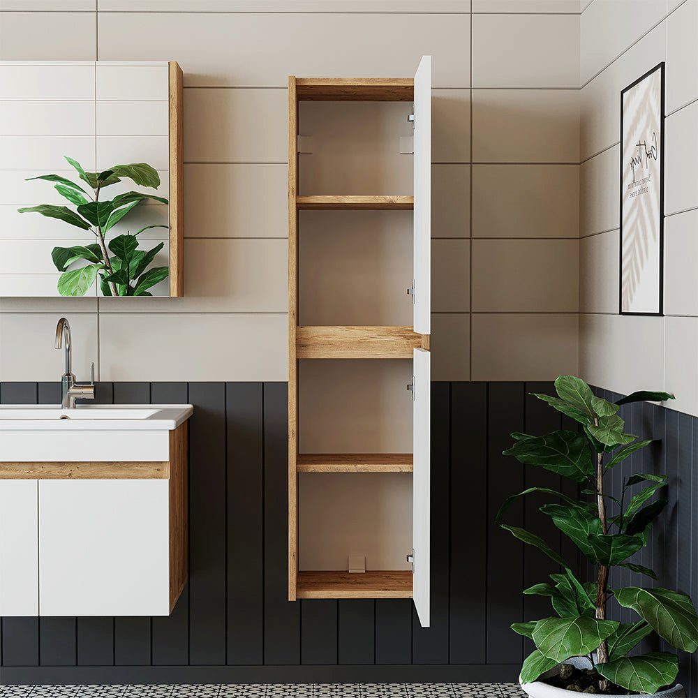 Roomart Badmöbel-Set, (Roomart, Badezimmermöbel, Hochschrank Badregal, in 5 Farben Badschrank)