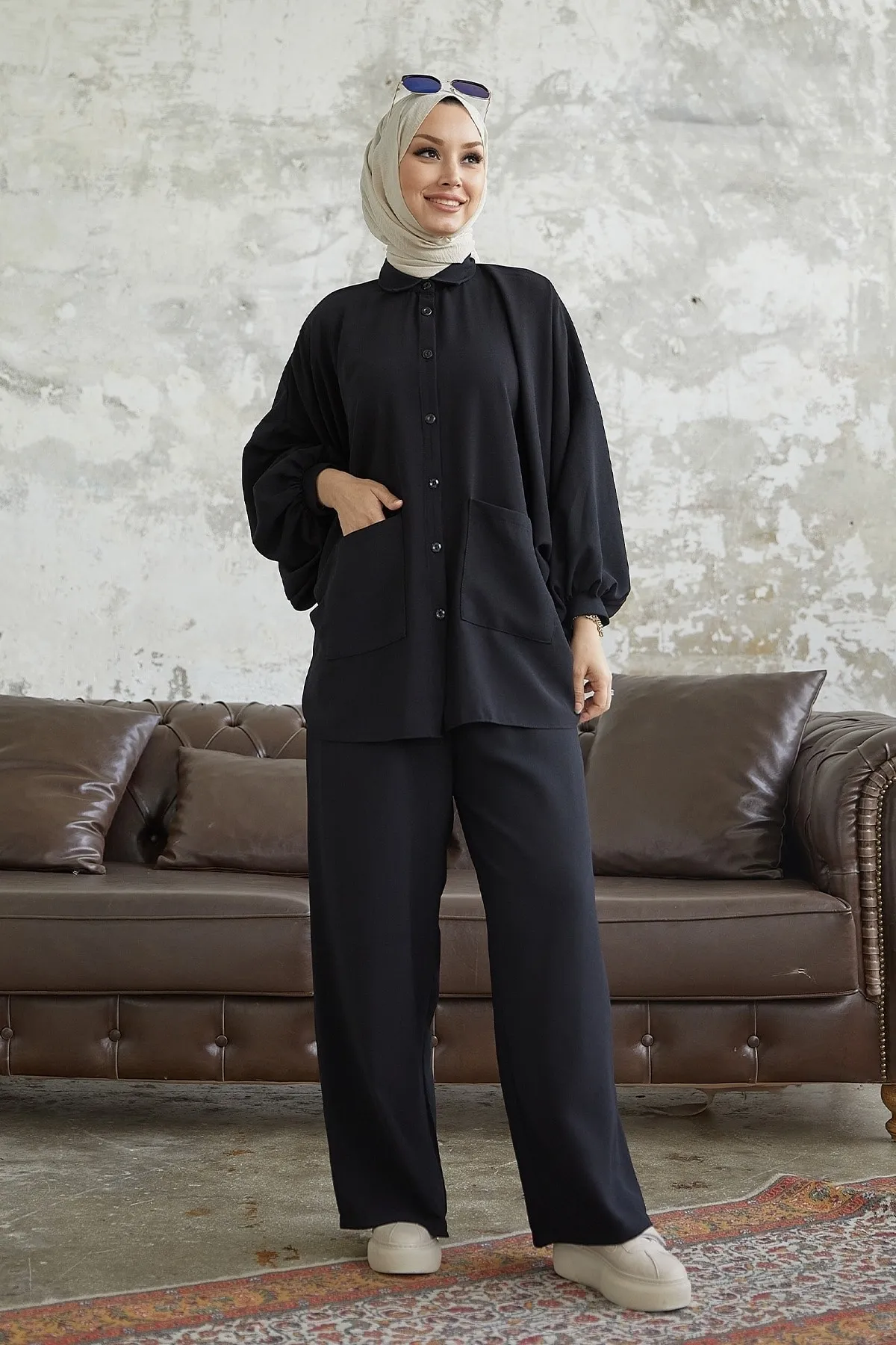InStyle  Muno Lässiges Set mit Ballonärmeln - Schwarz