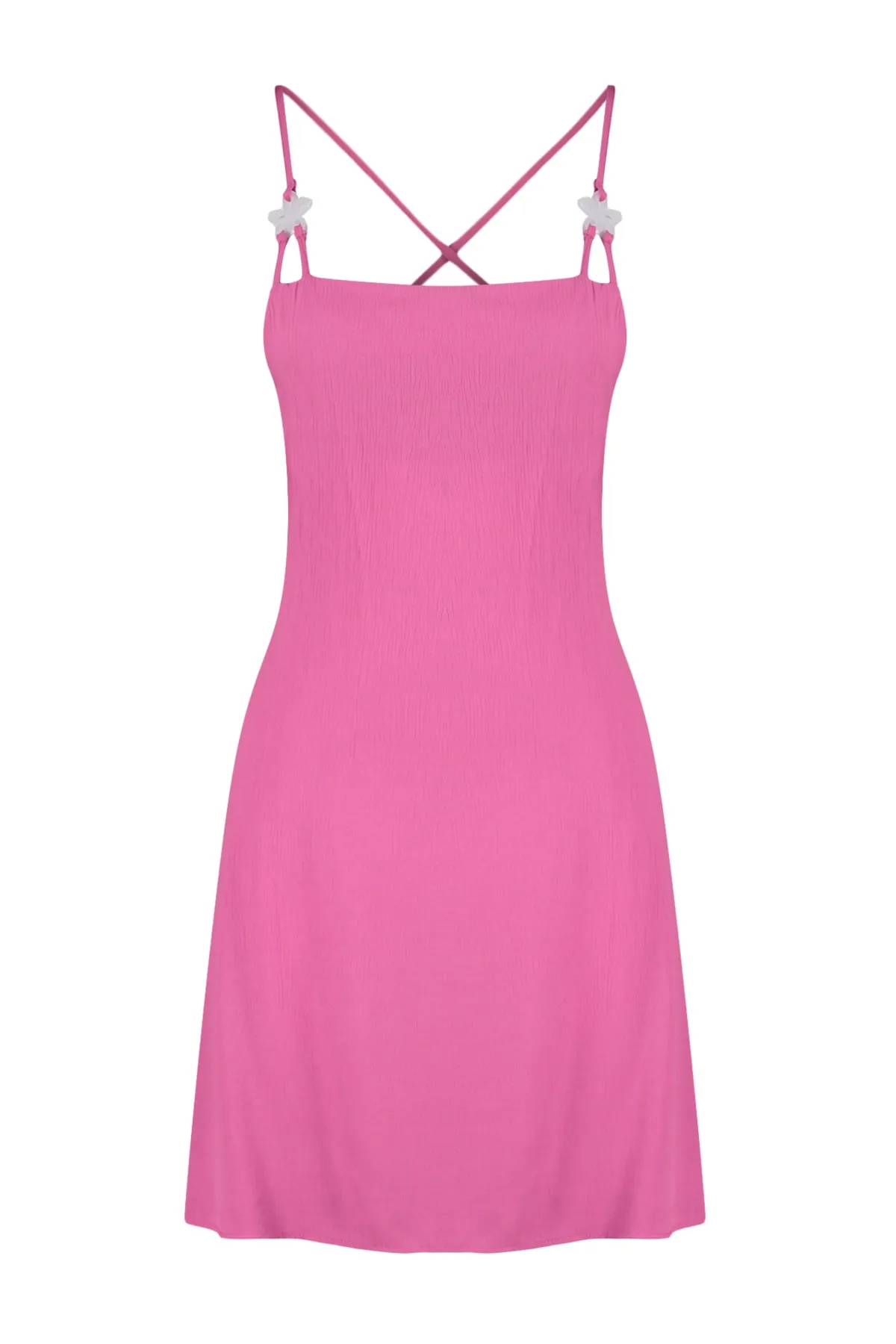 Trendyol Collection  Rosa gewebtes rückenfreies Mini-Strandkleid TBESS23EL00178