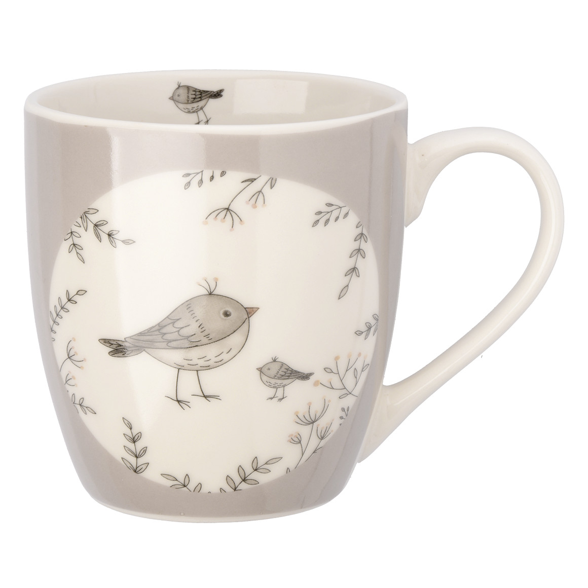 Jumbotasse mit Vogel-Motiv