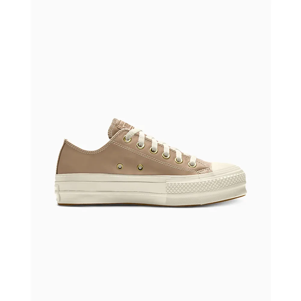Converse Custom Chuck Taylor All Star Lift Platform Leather By You 173159CSP24_CHAMPAGNETAN_SC / braun