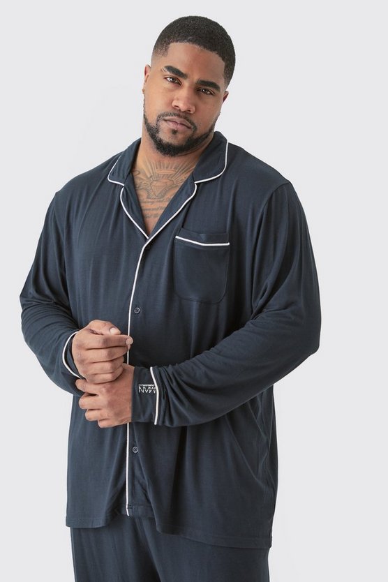 Plus lockeres Premium Loungewear-Hemd & Unterteil