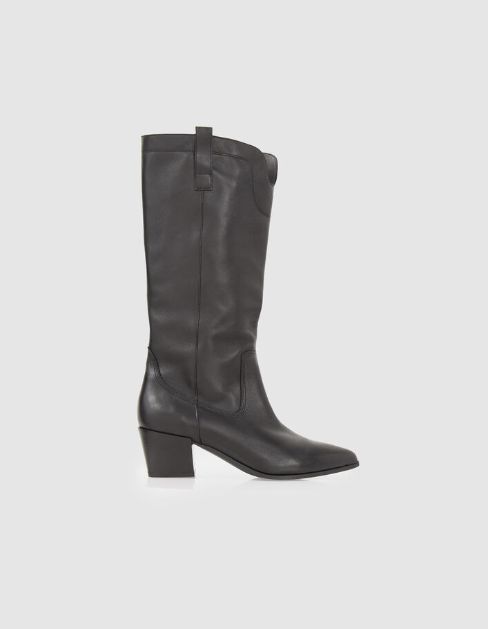 Bottes noires cuir velours esprit santiag Femme