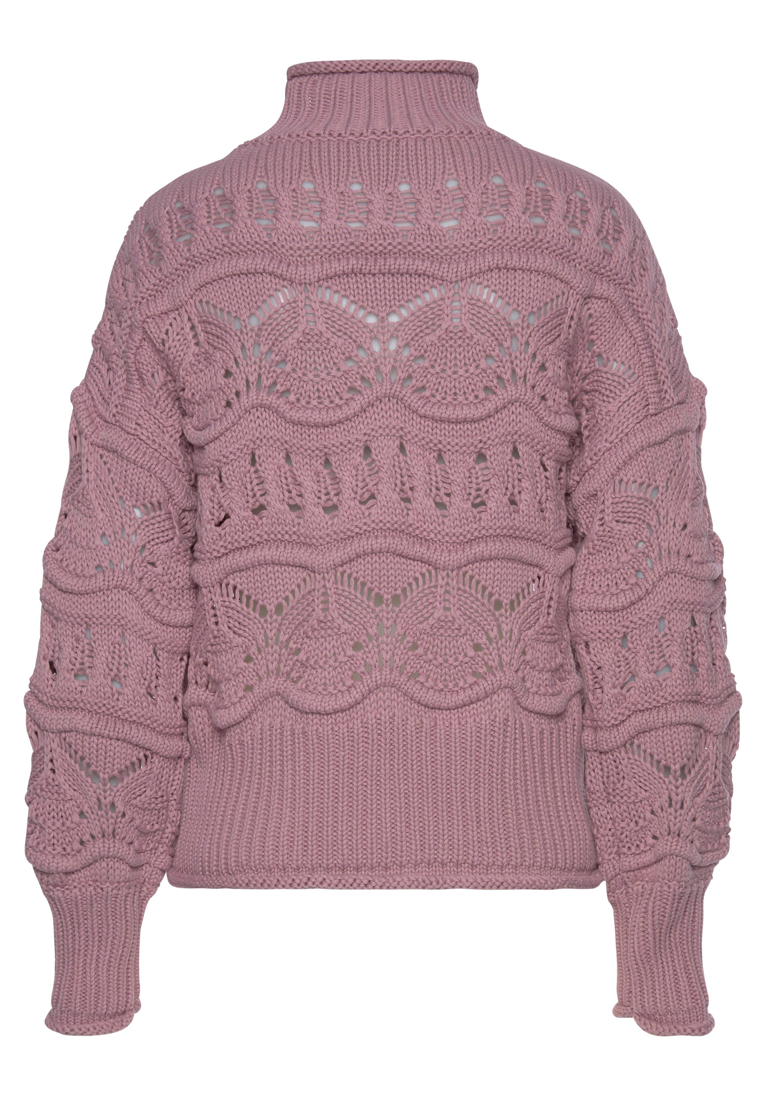 Vivance Ajourpullover mit Stehkragen