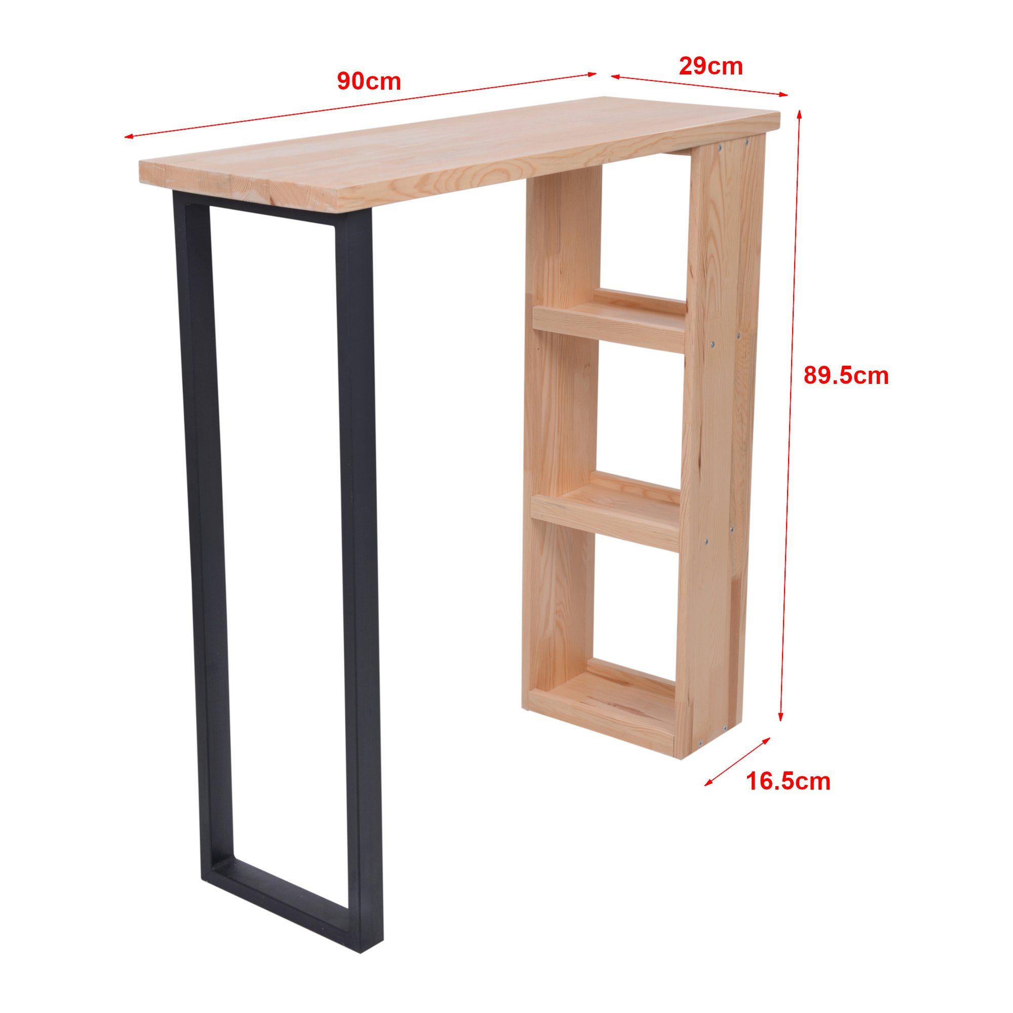 en.casa Bartisch, Nørager Esstisch Kiefernholz Metall 89,5x90x29cm Natur/Schwarz