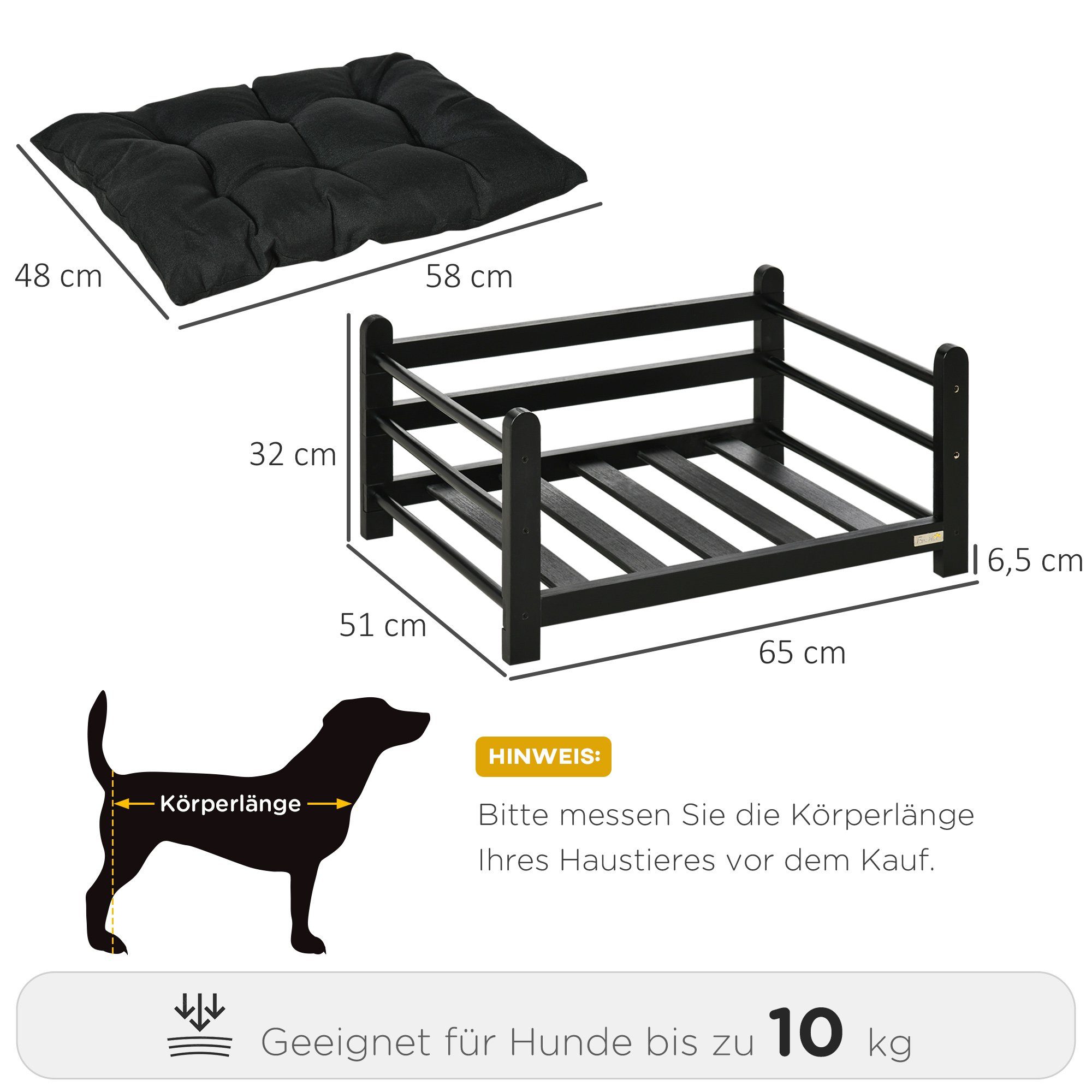 PawHut Tierbett Hundebett mit Kissen