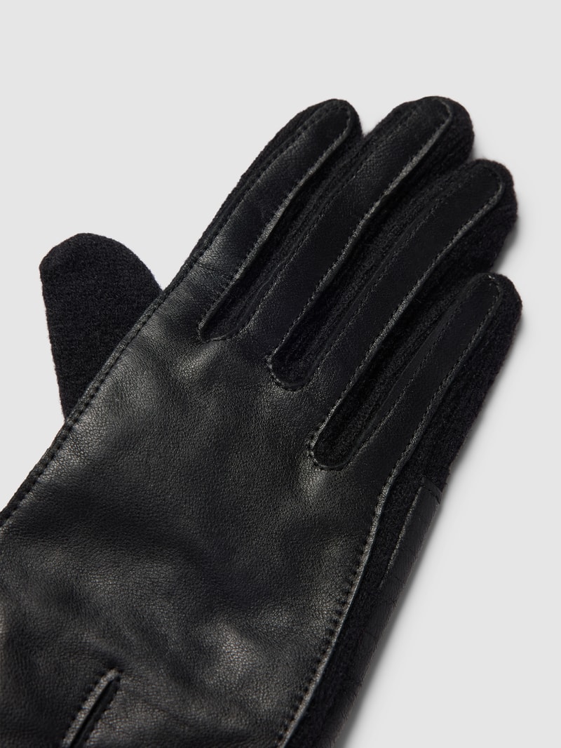 Handschuhe aus Lammleder mit breitem Umschlag in schwarz