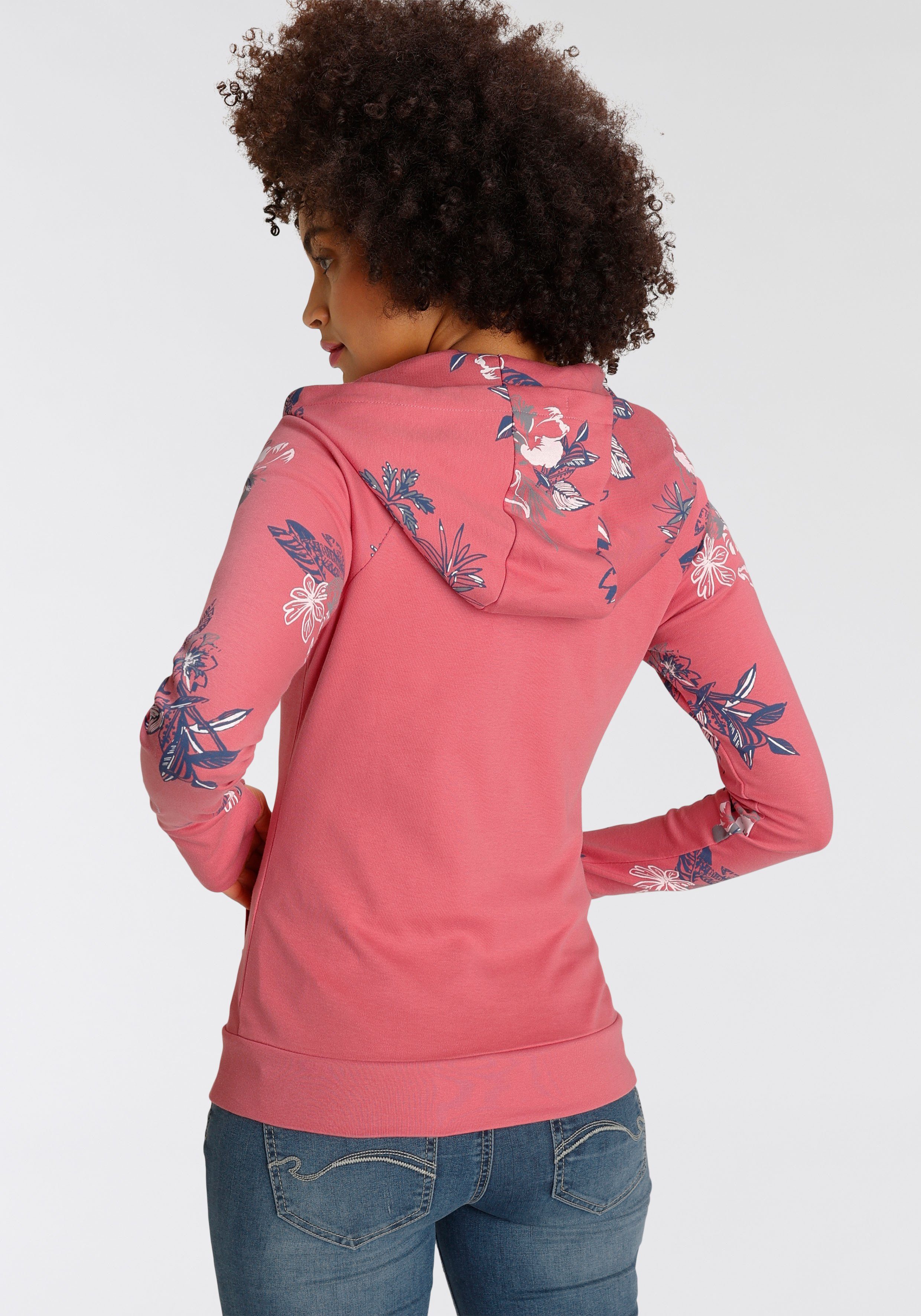 KangaROOS Kapuzensweatjacke mit blumigem Druck im Hawaii-Look - NEUE KOLLEKTION