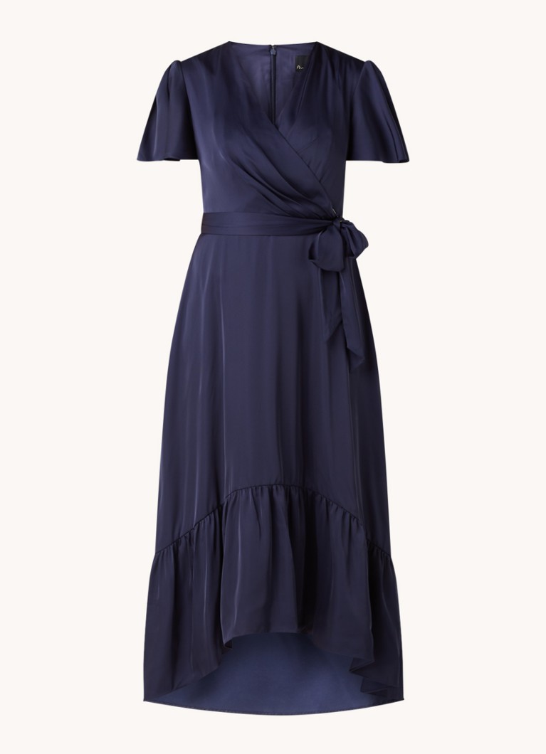 Vestido longo envelope Nancie de cetim da Phase Eight com cinto para amarrar.