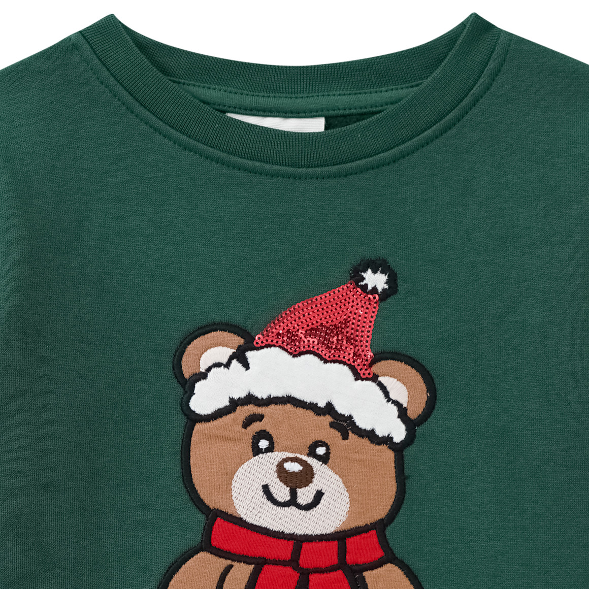 Mädchen Weihnachtssweatshirt mit Applikation dunkelgrün