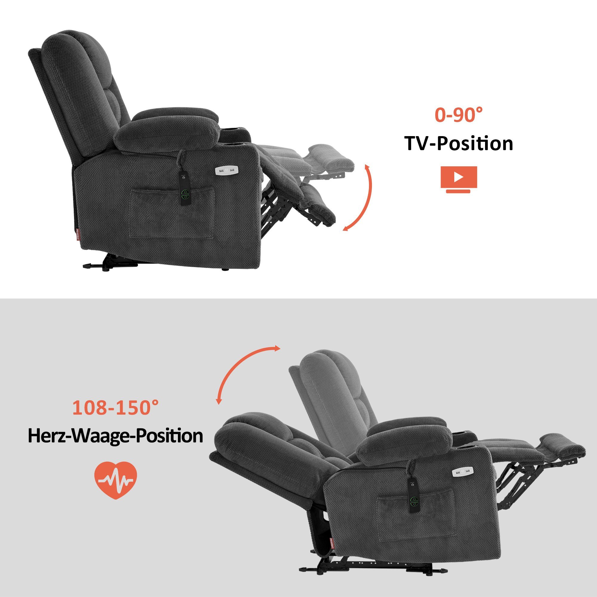 MCombo Relaxsessel M MCombo Relaxsessel mit Liegefunktion Fernsehsessel 7008