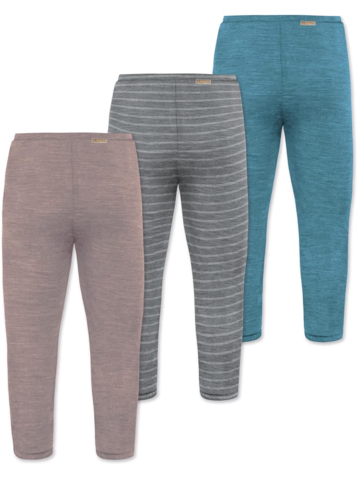 Normani Outdoor Sports 3er Pack Baby Merino Unterhose mit Füßen in Blau/Grau/Rosa günstig kaufen
