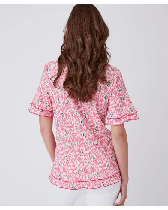 Tee-shirt maille plissée esprit volants